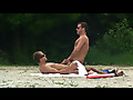 Gay Violations: Bro riding cock on the beach