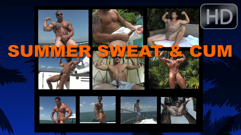 ManSurfer Sweating Flexing and Cumming Muscle Hunks